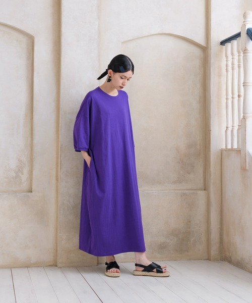 manana suerte（マニャーナスエルテ）の「プレーンカットソーワンピース（ワンピース・レディース・チャコールグレー/ブラック/パープル/グリーン・FREE）」の19枚目の写真