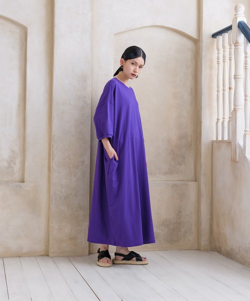 manana suerte（マニャーナスエルテ）の「プレーンカットソーワンピース（ワンピース・レディース・チャコールグレー/ブラック/パープル/グリーン・FREE）」の14枚目の写真