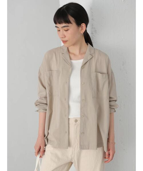 AMERICAN HOLIC（アメリカンホリック）の「とろみ開襟ドレープポケットシャツ（シャツ/ブラウス・レディース・ブラック/ベージュ/オフホワイト/ピンクベージュ・MEDIUM/LARGE）」の14枚目の写真