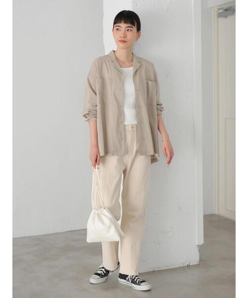 AMERICAN HOLIC（アメリカンホリック）の「とろみ開襟ドレープポケットシャツ（シャツ/ブラウス・レディース・ブラック/ベージュ/オフホワイト/ピンクベージュ・MEDIUM/LARGE）」の17枚目の写真