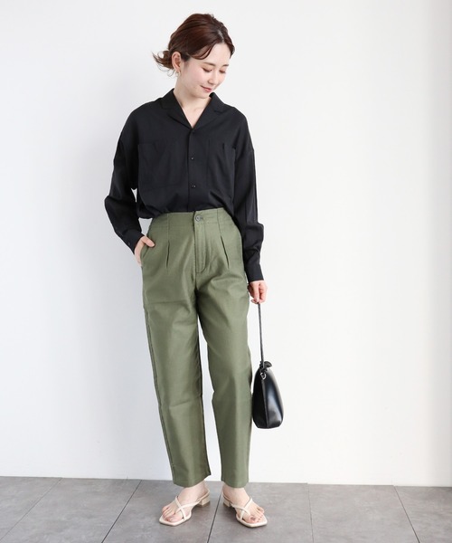 AMERICAN HOLIC（アメリカンホリック）の「とろみ開襟ドレープポケットシャツ（シャツ/ブラウス・レディース・ブラック/ベージュ/オフホワイト/ピンクベージュ・MEDIUM/LARGE）」の8枚目の写真