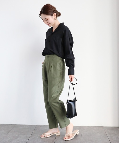 AMERICAN HOLIC（アメリカンホリック）の「とろみ開襟ドレープポケットシャツ（シャツ/ブラウス・レディース・ブラック/ベージュ/オフホワイト/ピンクベージュ・MEDIUM/LARGE）」の9枚目の写真