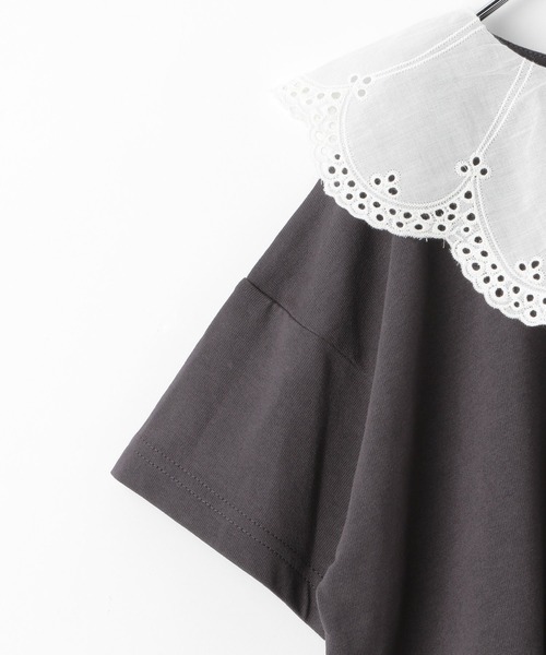 GLOBAL WORK（グローバルワーク）の「【キッズ】BIGカラーフリルT5分袖/942200（Tシャツ/カットソー・キッズ・チャコールグレー/ホワイト系その他2/オフホワイト・110cm/100cm/120cm/130cm/140cm/150cm/160cm）」の6枚目の写真