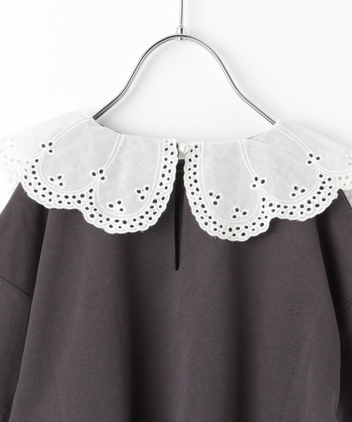 GLOBAL WORK（グローバルワーク）の「【キッズ】BIGカラーフリルT5分袖/942200（Tシャツ/カットソー・キッズ・チャコールグレー/ホワイト系その他2/オフホワイト・110cm/100cm/120cm/130cm/140cm/150cm/160cm）」の5枚目の写真