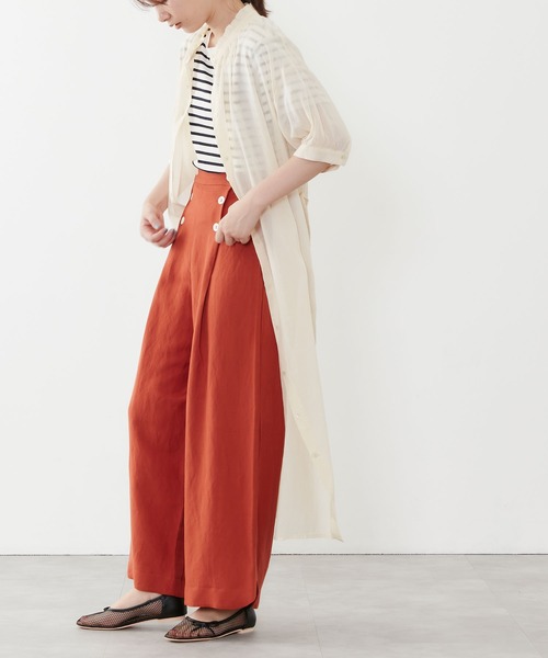 POU DOU DOU(プードゥドゥ)の「シアーコットンフリル襟ワンピース(ワンピース・レディース・ネイビー/イエロー/アイボリー・3)」の7枚目の写真