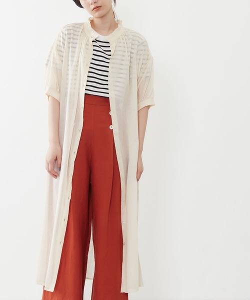 POU DOU DOU(プードゥドゥ)の「シアーコットンフリル襟ワンピース(ワンピース・レディース・ネイビー/イエロー/アイボリー・3)」の8枚目の写真