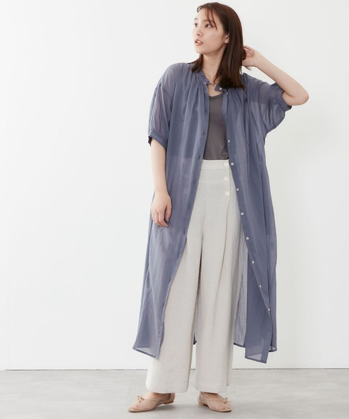 POU DOU DOU(プードゥドゥ)の「シアーコットンフリル襟ワンピース(ワンピース・レディース・ネイビー/イエロー/アイボリー・3)」の16枚目の写真