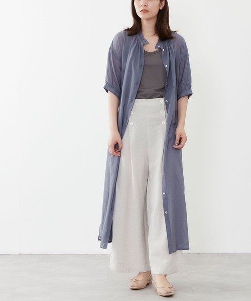 POU DOU DOU(プードゥドゥ)の「シアーコットンフリル襟ワンピース(ワンピース・レディース・ネイビー/イエロー/アイボリー・3)」の17枚目の写真