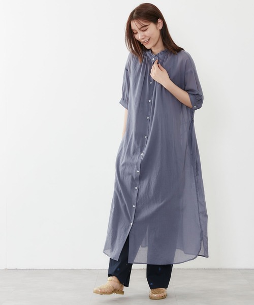 POU DOU DOU(プードゥドゥ)の「シアーコットンフリル襟ワンピース(ワンピース・レディース・ネイビー/イエロー/アイボリー・3)」の19枚目の写真