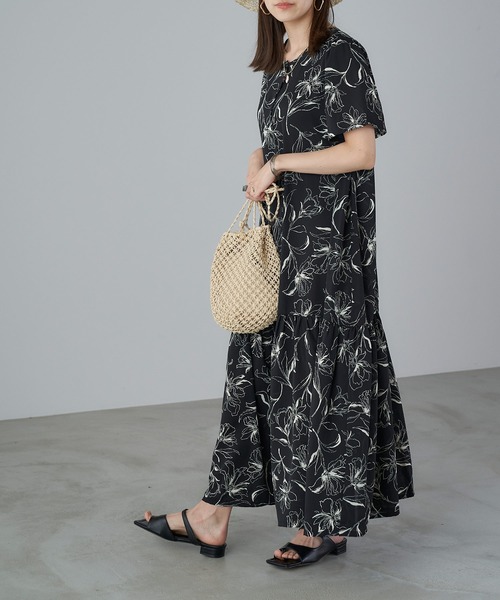 Chaco closet（チャコ クローゼット）の「3Wayボリュームギャザー裾切り替え半袖シャツワンピース/ロングカーデ（ワンピース・レディース・ブラック/ブラウン/オフホワイト/イエロー/オレンジ/ブルー/ブラック系その他/グレイッシュベージュ/ブラック系その他2・FREE）」の21枚目の写真