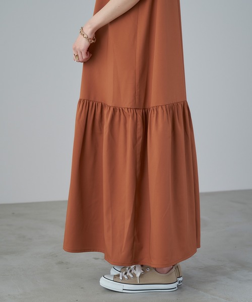 Chaco closet（チャコ クローゼット）の「3Wayボリュームギャザー裾切り替え半袖シャツワンピース/ロングカーデ（ワンピース・レディース・ブラック/ブラウン/オフホワイト/イエロー/オレンジ/ブルー/ブラック系その他/グレイッシュベージュ/ブラック系その他2・FREE）」の19枚目の写真