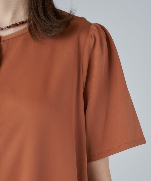 Chaco closet（チャコ クローゼット）の「3Wayボリュームギャザー裾切り替え半袖シャツワンピース/ロングカーデ（ワンピース・レディース・ブラック/ブラウン/オフホワイト/イエロー/オレンジ/ブルー/ブラック系その他/グレイッシュベージュ/ブラック系その他2・FREE）」の11枚目の写真