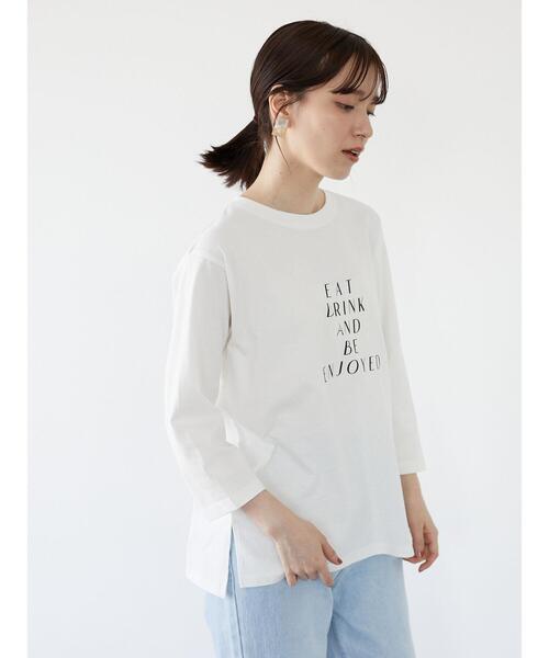 Green　Parks（グリーンパークス）の「ロゴPt7分袖プルオーバー＊（Tシャツ/カットソー・レディース・チャコールグレー/オフホワイト/ライトグリーン/グレイッシュベージュ・FREE）」の13枚目の写真