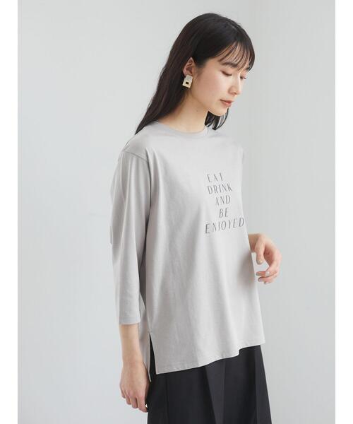 Green　Parks（グリーンパークス）の「ロゴPt7分袖プルオーバー＊（Tシャツ/カットソー・レディース・チャコールグレー/オフホワイト/ライトグリーン/グレイッシュベージュ・FREE）」の15枚目の写真