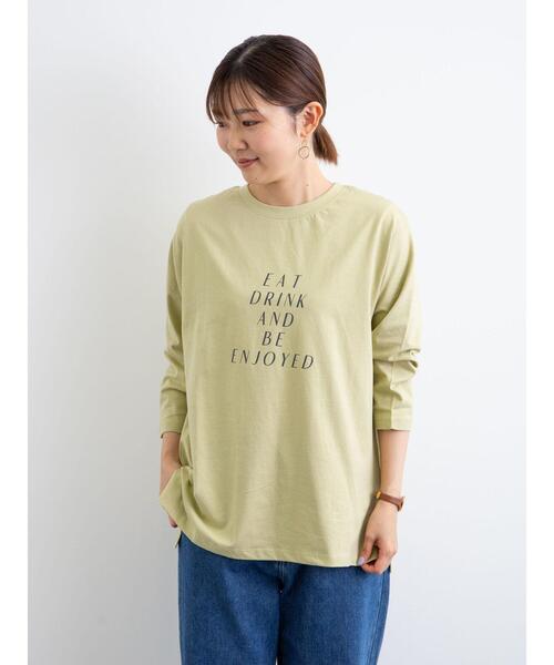 Green　Parks（グリーンパークス）の「ロゴPt7分袖プルオーバー＊（Tシャツ/カットソー・レディース・チャコールグレー/オフホワイト/ライトグリーン/グレイッシュベージュ・FREE）」の16枚目の写真