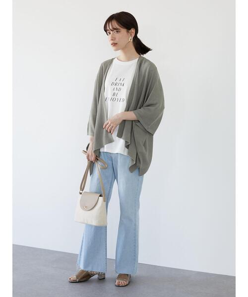 Green　Parks（グリーンパークス）の「ロゴPt7分袖プルオーバー＊（Tシャツ/カットソー・レディース・チャコールグレー/オフホワイト/ライトグリーン/グレイッシュベージュ・FREE）」の18枚目の写真