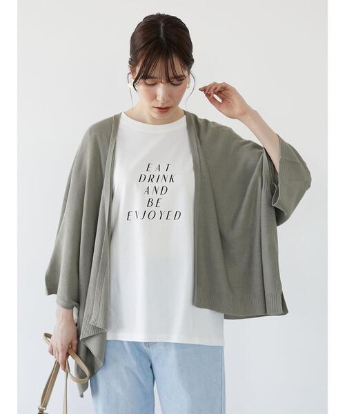 Green　Parks（グリーンパークス）の「ロゴPt7分袖プルオーバー＊（Tシャツ/カットソー・レディース・チャコールグレー/オフホワイト/ライトグリーン/グレイッシュベージュ・FREE）」の19枚目の写真