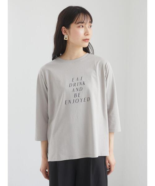 Green　Parks（グリーンパークス）の「ロゴPt7分袖プルオーバー＊（Tシャツ/カットソー・レディース・チャコールグレー/オフホワイト/ライトグリーン/グレイッシュベージュ・FREE）」の20枚目の写真