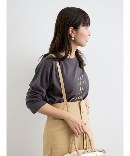 Green　Parks（グリーンパークス）の「ロゴPt7分袖プルオーバー＊（Tシャツ/カットソー・レディース・チャコールグレー/オフホワイト/ライトグリーン/グレイッシュベージュ・FREE）」の7枚目の写真