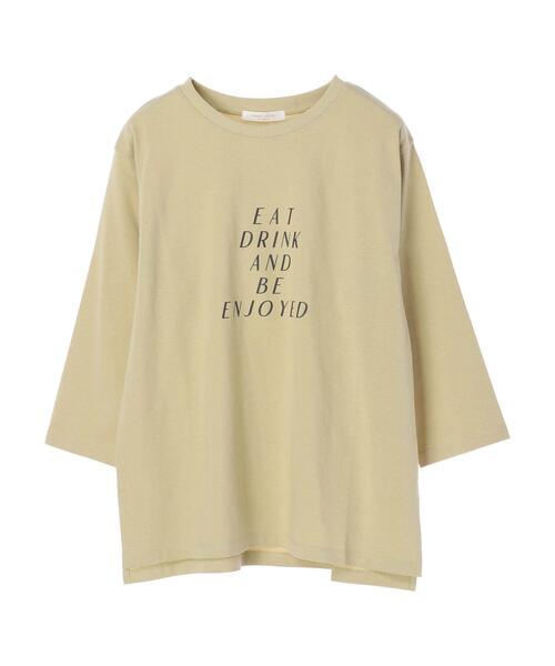 Green　Parks（グリーンパークス）の「ロゴPt7分袖プルオーバー＊（Tシャツ/カットソー・レディース・チャコールグレー/オフホワイト/ライトグリーン/グレイッシュベージュ・FREE）」の12枚目の写真