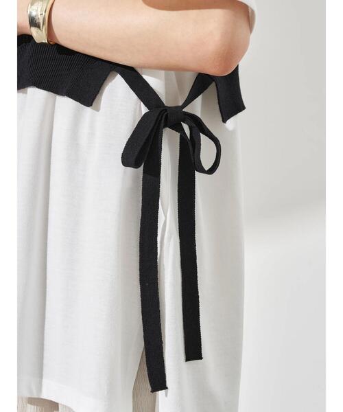 earth music&ecology（アースミュージックアンドエコロジー）の「SET2点 ショートニットベスト+スクエアヘムチュニック　＊（Tシャツ/カットソー・レディース・アイボリー/ブラック/カーキ・FREE）」の16枚目の写真