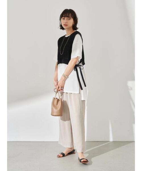 earth music&ecology（アースミュージックアンドエコロジー）の「SET2点 ショートニットベスト+スクエアヘムチュニック　＊（Tシャツ/カットソー・レディース・アイボリー/ブラック/カーキ・FREE）」の20枚目の写真