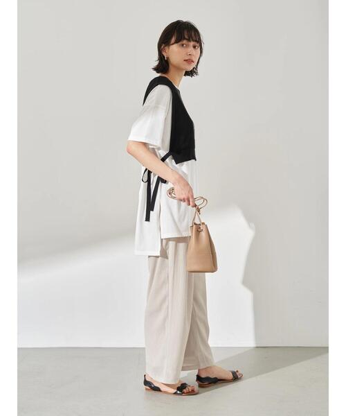 earth music&ecology（アースミュージックアンドエコロジー）の「SET2点 ショートニットベスト+スクエアヘムチュニック　＊（Tシャツ/カットソー・レディース・アイボリー/ブラック/カーキ・FREE）」の21枚目の写真