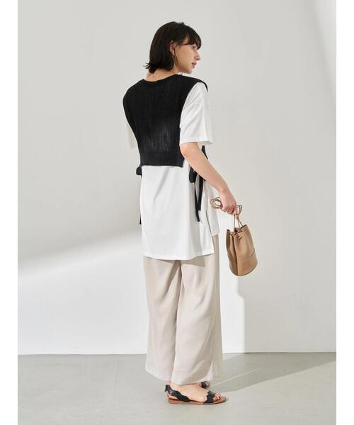 earth music&ecology（アースミュージックアンドエコロジー）の「SET2点 ショートニットベスト+スクエアヘムチュニック　＊（Tシャツ/カットソー・レディース・アイボリー/ブラック/カーキ・FREE）」の22枚目の写真