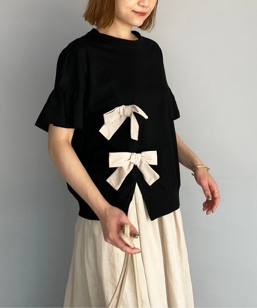PICCIN(ピッチン)の「リボン付カットソー(Tシャツ/カットソー・レディース・ブラック/ベージュ/オフホワイト・M)」の16枚目の写真