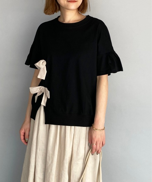 PICCIN(ピッチン)の「リボン付カットソー(Tシャツ/カットソー・レディース・ブラック/ベージュ/オフホワイト・M)」の18枚目の写真