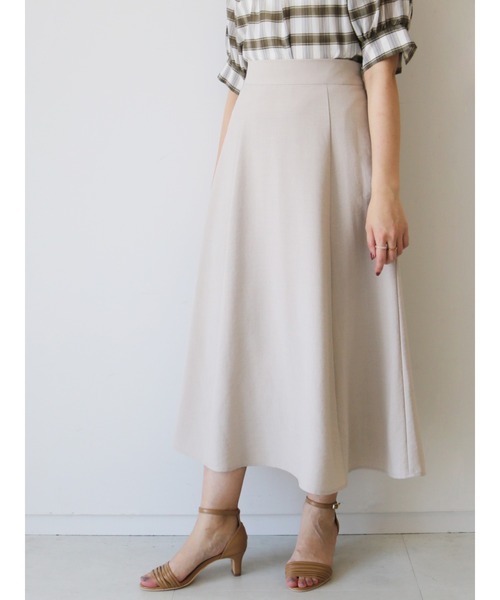 Te chichi（テチチ）の「麻調Aラインフレアスカート（スカート・レディース・ネイビー/オリーブ/ライトベージュ・MEDIUM/SMALL）」の2枚目の写真