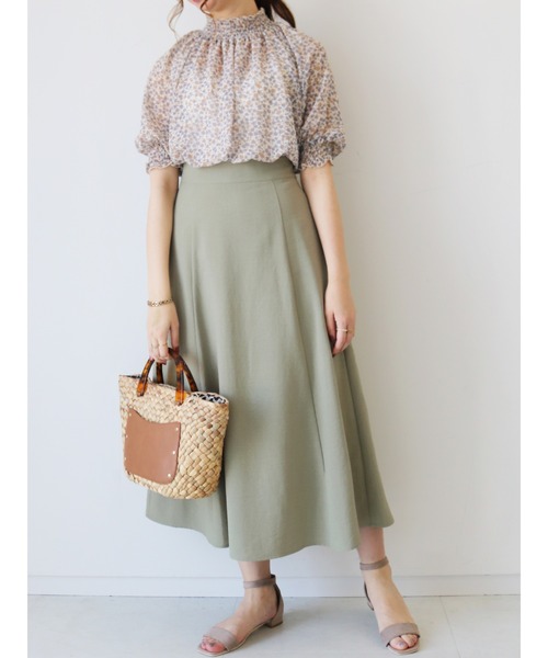 Te chichi（テチチ）の「麻調Aラインフレアスカート（スカート・レディース・ネイビー/オリーブ/ライトベージュ・MEDIUM/SMALL）」の8枚目の写真