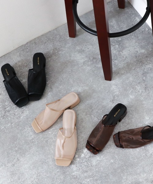 archives（アルシーヴ）の「チュールミュール（サンダル・レディース・ブラック/アイボリー/モカ・MEDIUM/LARGE）」の2枚目の写真