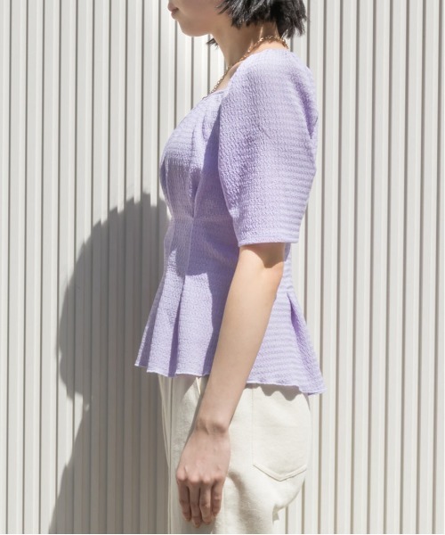 RANDA(ランダ)の「ペプラムカットソー(Tシャツ/カットソー・レディース・ブラック/パープル・FREE)」の5枚目の写真