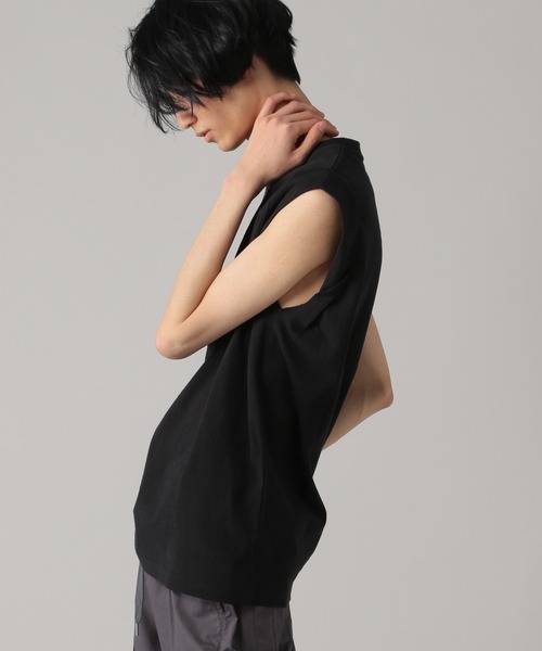 PBLIM（ページボーイリム）の「【PAGEBOYLIM】デザインノースリ（タンクトップ・レディース・オフホワイト/ブラック/パープル・MEDIUM/LARGE）」の4枚目の写真