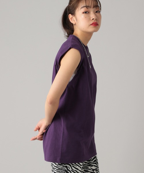 PBLIM（ページボーイリム）の「【PAGEBOYLIM】デザインノースリ（タンクトップ・レディース・オフホワイト/ブラック/パープル・MEDIUM/LARGE）」の12枚目の写真