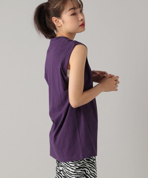 PBLIM（ページボーイリム）の「【PAGEBOYLIM】デザインノースリ（タンクトップ・レディース・オフホワイト/ブラック/パープル・MEDIUM/LARGE）」の19枚目の写真