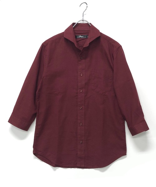 Beno（ビーノ）の「コットンリネン ホリゾンタルカラー 7分袖シャツ（シャツ/ブラウス・メンズ・ホワイト/カーキ/ライトピンク/グレー/ブルー/ネイビー/オレンジ/ブラック/サックスブルー/ワイン・M/L/LL）」の21枚目の写真