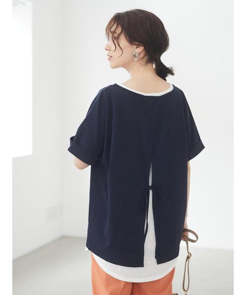 Green　Parks（グリーンパークス）の「SET2点 後ろリボンプルオーバー＊（Tシャツ/カットソー・レディース・ネイビー/カーキ/テラコッタ・FREE）」の20枚目の写真