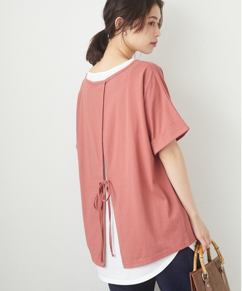 Green　Parks（グリーンパークス）の「SET2点 後ろリボンプルオーバー＊（Tシャツ/カットソー・レディース・ネイビー/カーキ/テラコッタ・FREE）」の2枚目の写真