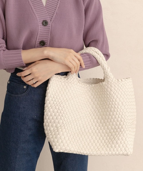 RODE SKO(ロデスコ)の「ANJA 編み込みトートバッグ(トートバッグ・レディース・ベージュ/オフホワイト・ONE)」の4枚目の写真