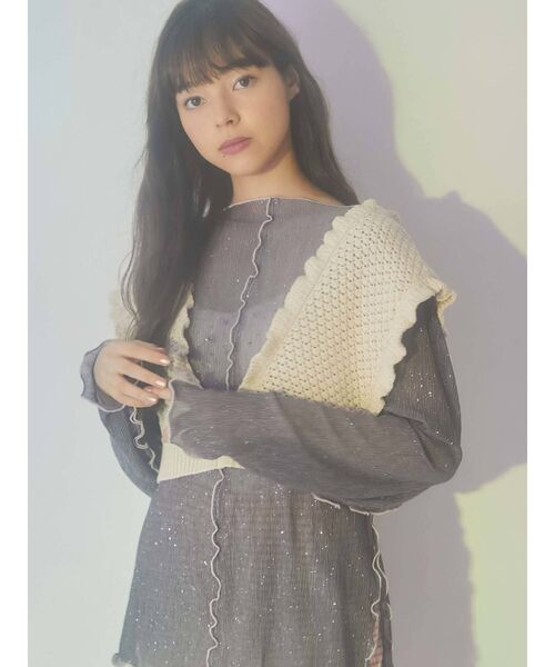 merry jenny（メリージェニー）の「クロシェリボンニットビスチェ（ニット/セーター・レディース・アイボリー/ブラック/ベージュ・FREE）」の12枚目の写真