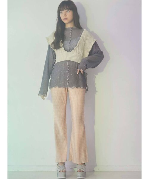 merry jenny（メリージェニー）の「クロシェリボンニットビスチェ（ニット/セーター・レディース・アイボリー/ブラック/ベージュ・FREE）」の4枚目の写真