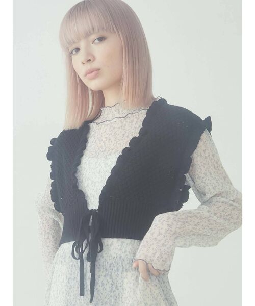 merry jenny（メリージェニー）の「クロシェリボンニットビスチェ（ニット/セーター・レディース・アイボリー/ブラック/ベージュ・FREE）」の6枚目の写真