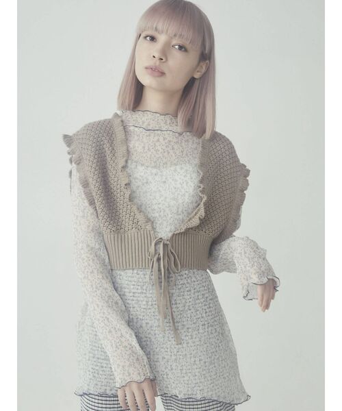 merry jenny（メリージェニー）の「クロシェリボンニットビスチェ（ニット/セーター・レディース・アイボリー/ブラック/ベージュ・FREE）」の7枚目の写真