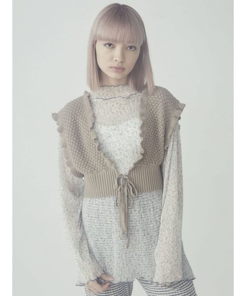 merry jenny（メリージェニー）の「クロシェリボンニットビスチェ（ニット/セーター・レディース・アイボリー/ブラック/ベージュ・FREE）」の14枚目の写真