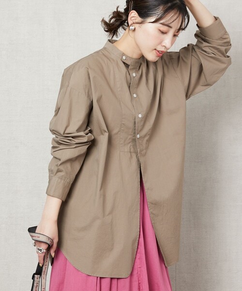 FREAK'S STORE(フリークスストア)の「▽【WEB限定】スタンドカラーデザインシャツ(シャツ/ブラウス・レディース・オレンジ/グリーン/ブラック/ホワイト/ベージュ/ブルー/パープル・フリ-)」の4枚目の写真