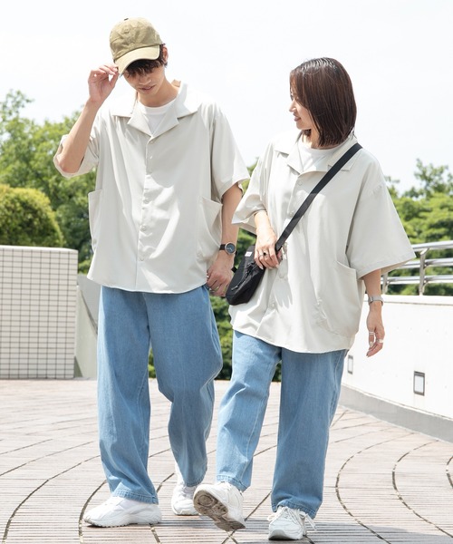 PairPair（ペアペア）の「腰ポケット付き開襟シャツ(ユニセックス)（シャツ/ブラウス・メンズ・ダークブルー/アイボリー/カーキ・FREE）」の19枚目の写真
