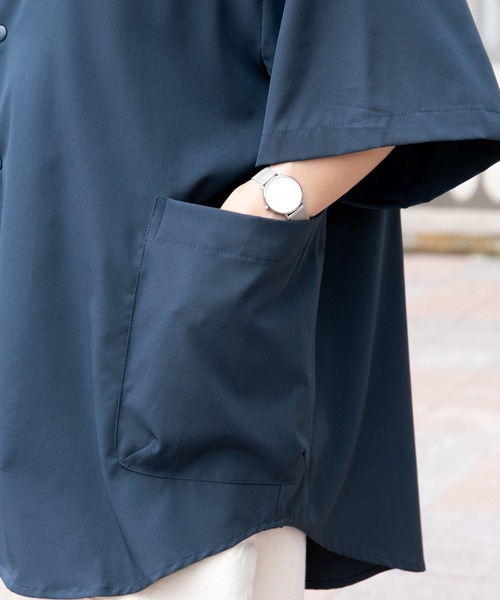 PairPair（ペアペア）の「腰ポケット付き開襟シャツ(ユニセックス)（シャツ/ブラウス・メンズ・ダークブルー/アイボリー/カーキ・FREE）」の13枚目の写真