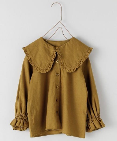 LOWRYS FARM（ローリーズファーム）の「リネンフリルカラーブラウス　958444（シャツ/ブラウス・キッズ・ブラック/ブラウン/オフホワイト・110cm/120cm/130cm）」の3枚目の写真